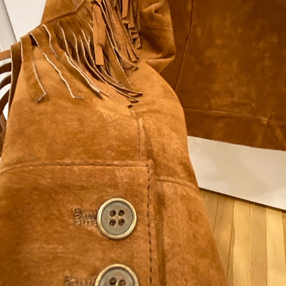 Central Park West Fringe Suede Jacket - Cognac Brown - Picture 9 of 10